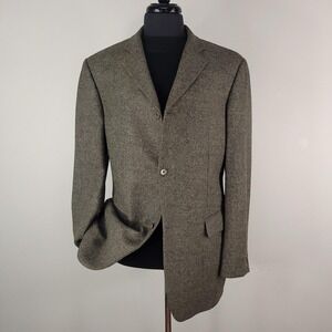 John Varvatos Blazer Mens 42 Olive Green Wool Alpaca Sport Coat Italy Tailored
